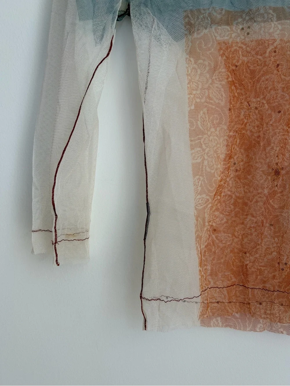 Vintage Rozae Nichols 90s sheer net mesh button up blouse with beaded details - Picture 5 of 7
